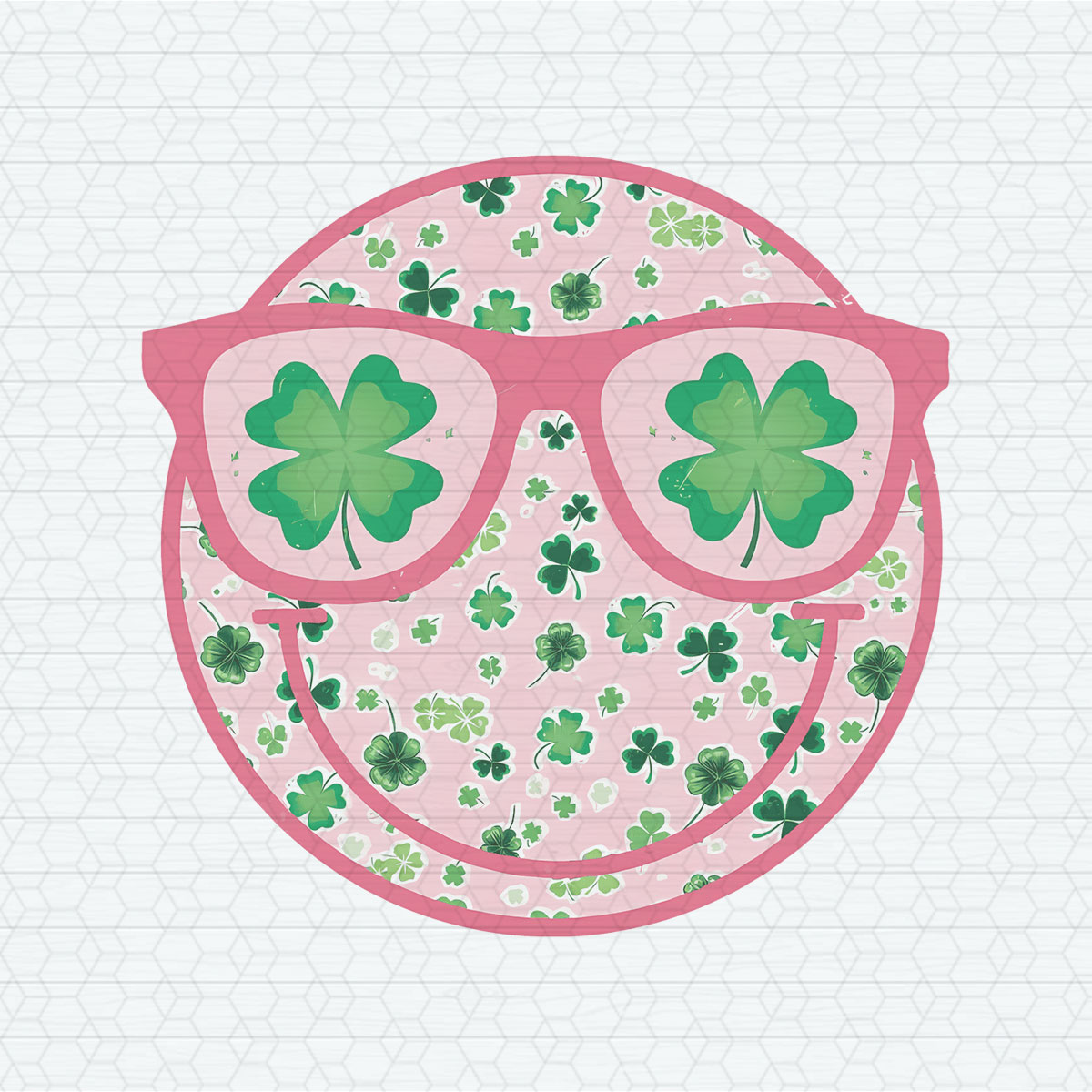 Smiley Face Four Leaf Clover St Patrick's Day PNG | Inspire Uplift