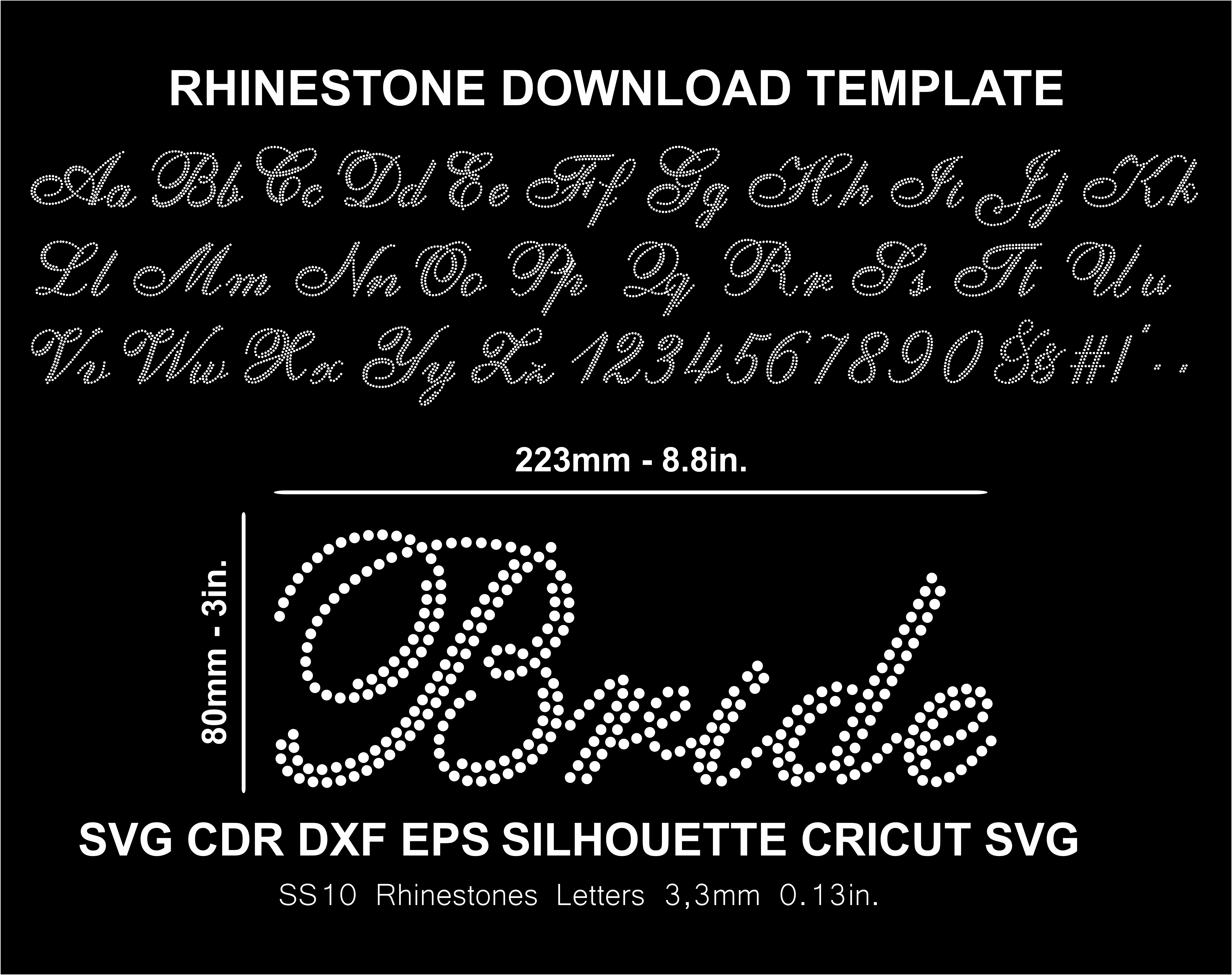 メイ Rhinestone Font Letters Alphabet Cursive Handwrite Bride