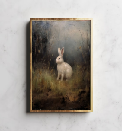 Cute Easter Bunny hiking Print Art, tiny rabbit in forest Pr | Inspire ...