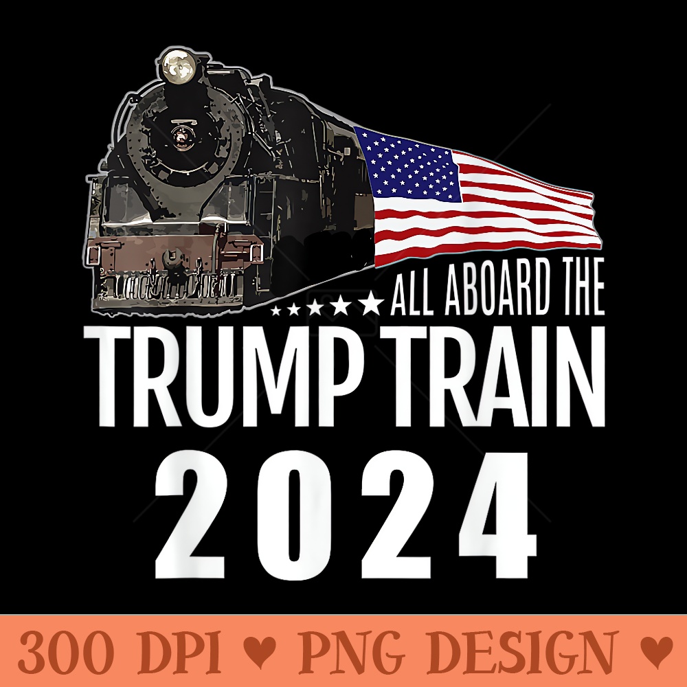 Bandera De Mástil ‘All Aboard The Trump Train’ – 12x18 Pulgadas – Poliéster 100D – Multicolor
