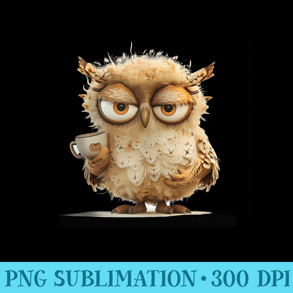 Funny Cute Owl Holding Coffee Cup For Girls - PNG Graphics D | Inspire ...