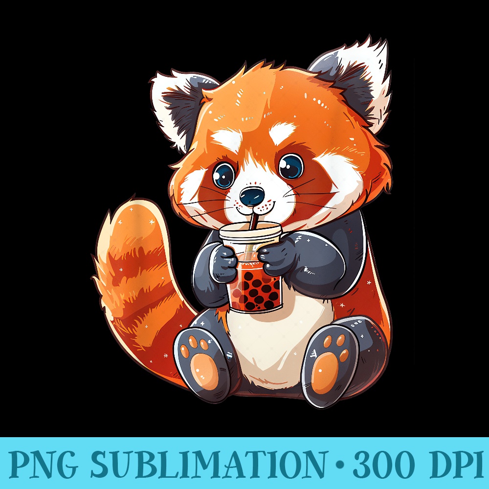 Cute Red Panda Bubble Tea Boba Tea Lover - Blank Shirt Templ | Inspire ...