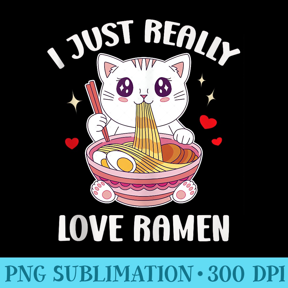 Funny Cat Ramen Kawaii Anime Japanese Noodle Soup - PNG Down | Inspire ...