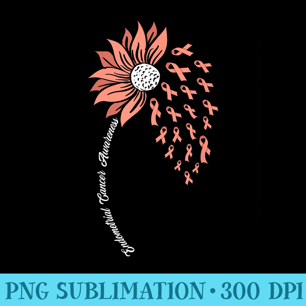 Sunflower Peach Ribbon Support Endometrial Cancer Awareness | Inspire ...
