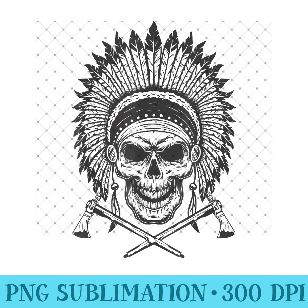 Native American Indian Chief Skull Headdress Tomahawk - PNG | Inspire ...