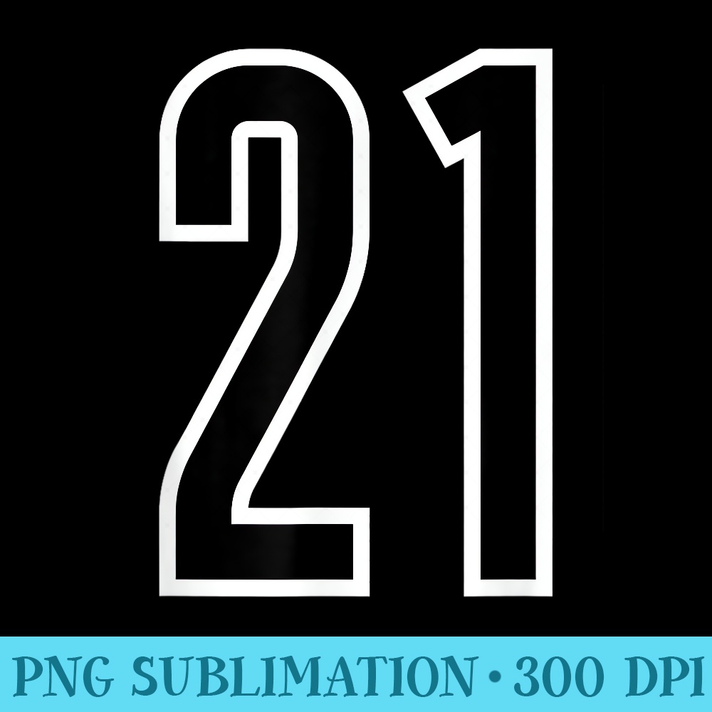 All Sports Fan Number 21 White Black Outline Jersey - High R | Inspire ...