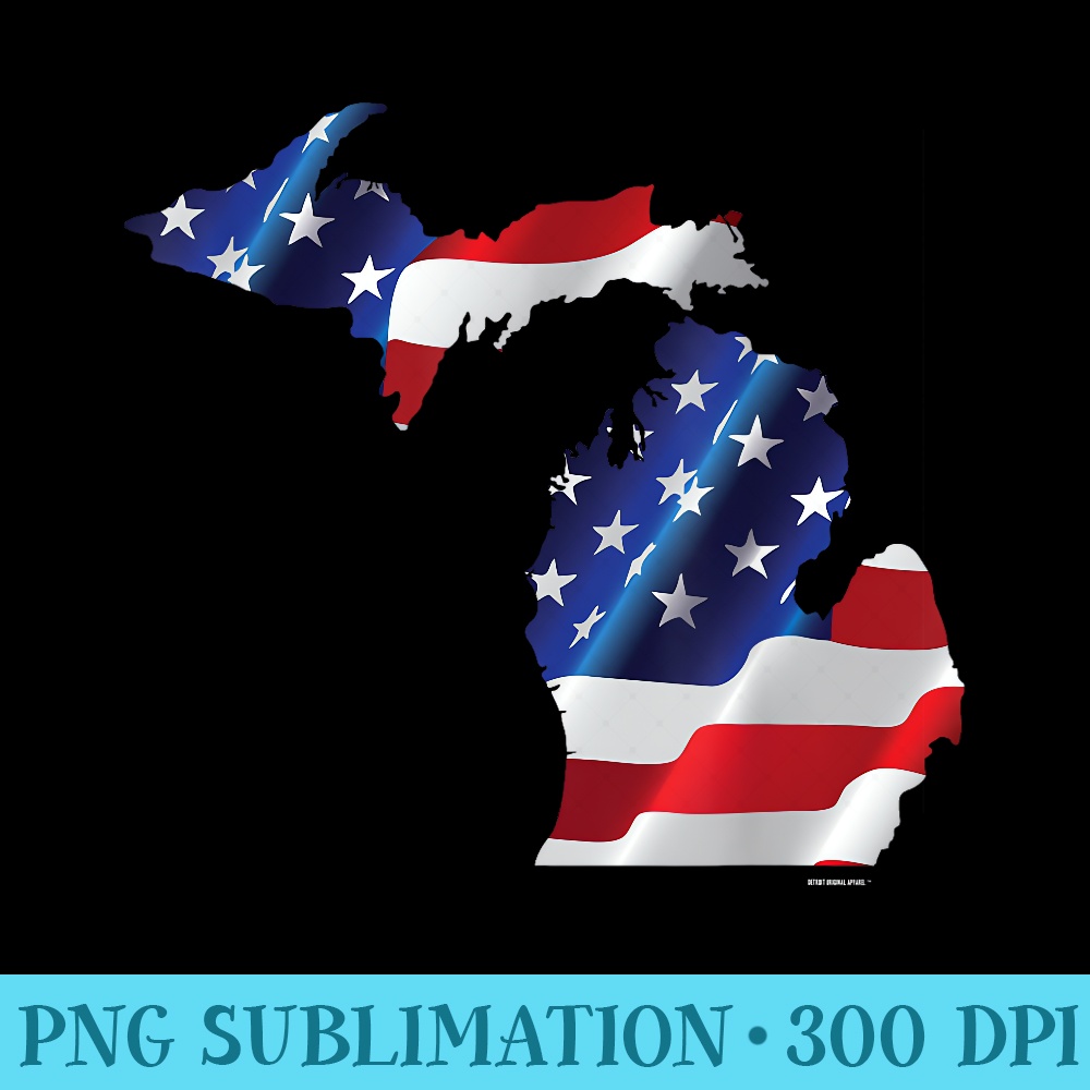 US Flag Michigan Map Patriotic Great Lakes - Digital PNG Dow | Inspire ...