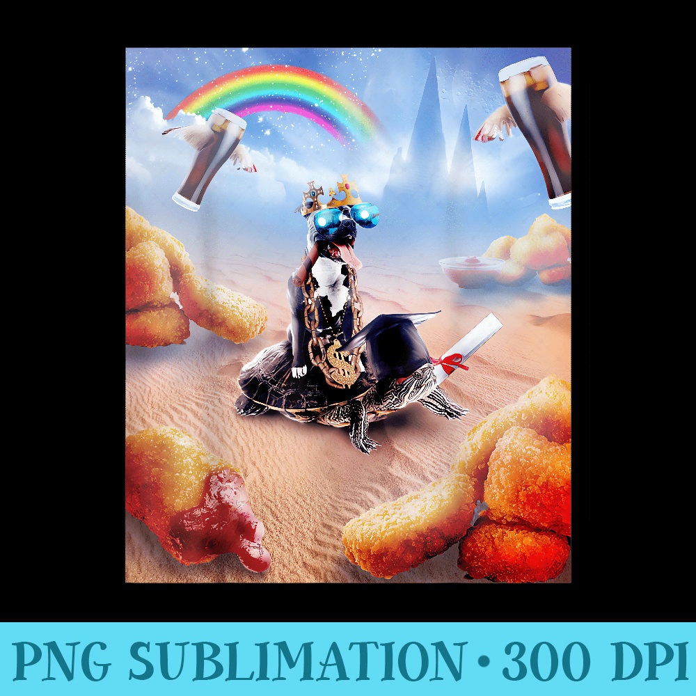 Dog Riding Turtle With Chicken Nuggets And Cola - Shirt Prin | Inspire ...