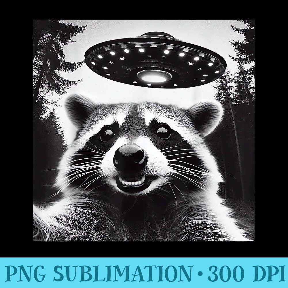 Raccoon Selfie With Alien UFO Funny For Men - PNG Image Free | Inspire ...