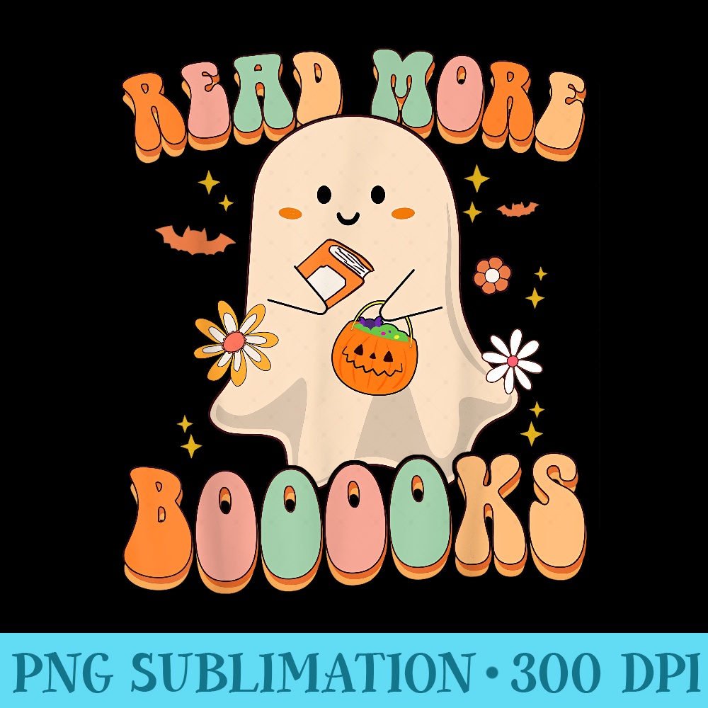 Cute Ghost Book Reading Halloween Boo Men Teacher - PNG Down | Inspire ...