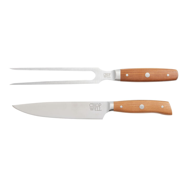 Chopwell Carbon Steel and Ash Wood 2 Piece Carving Set | Inspire Uplift