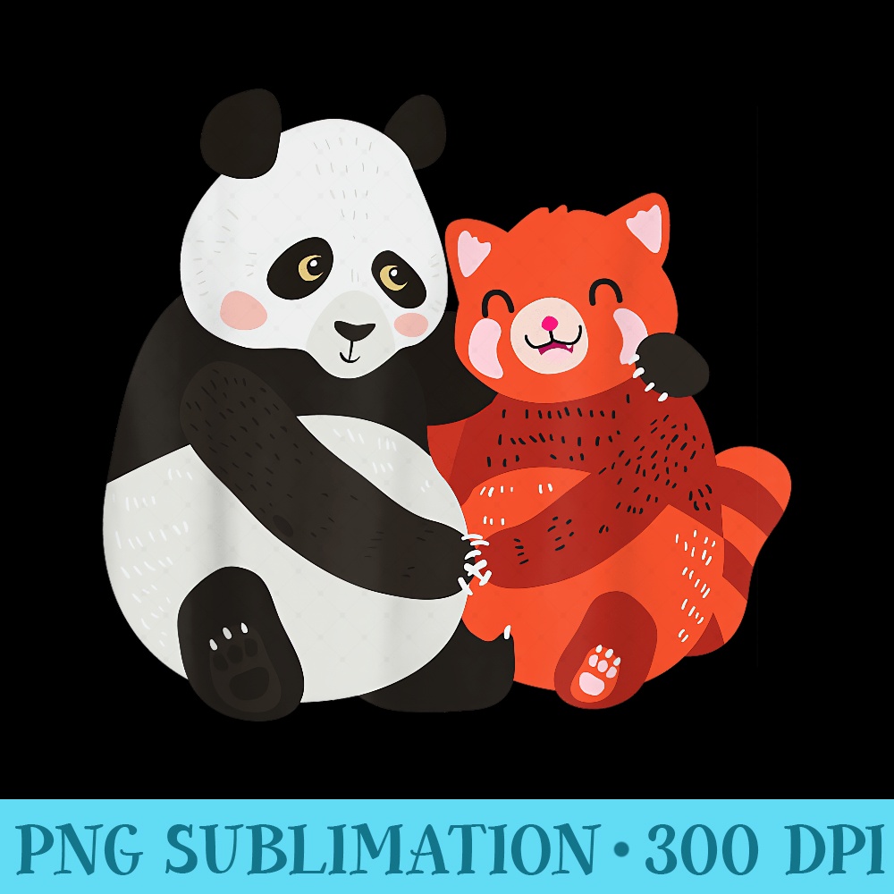 Cute Kawaii Panda Hugging Red Panda - Shirt Mockup Download - Inspire ...