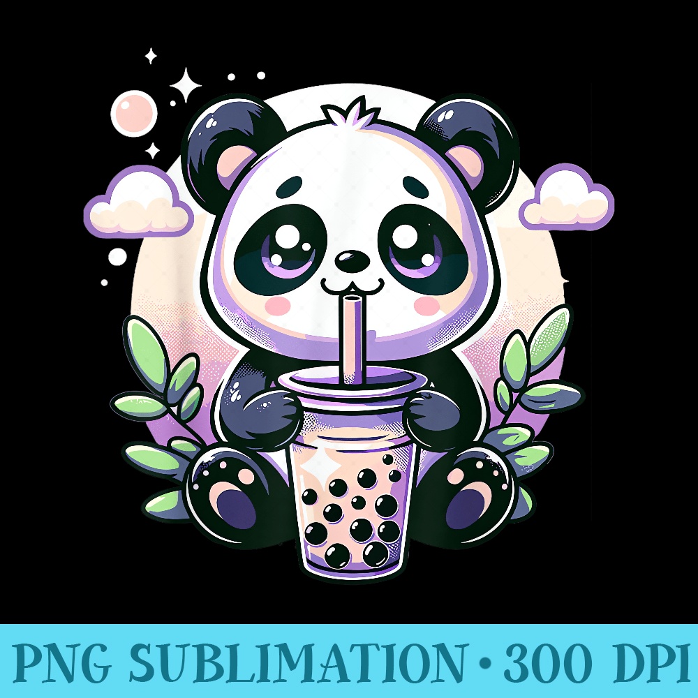 Kawaii Panda Anime Boba Drink Bubble Tea n Girl - Modern PNG | Inspire ...