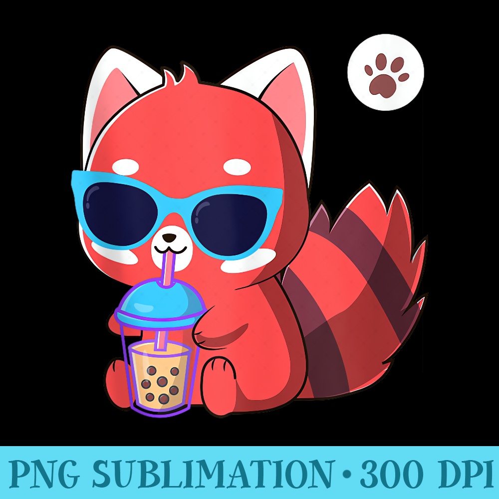 Kawaii Anime Red Panda Drinking Boba Bubble Tea - Shirt Grap | Inspire ...