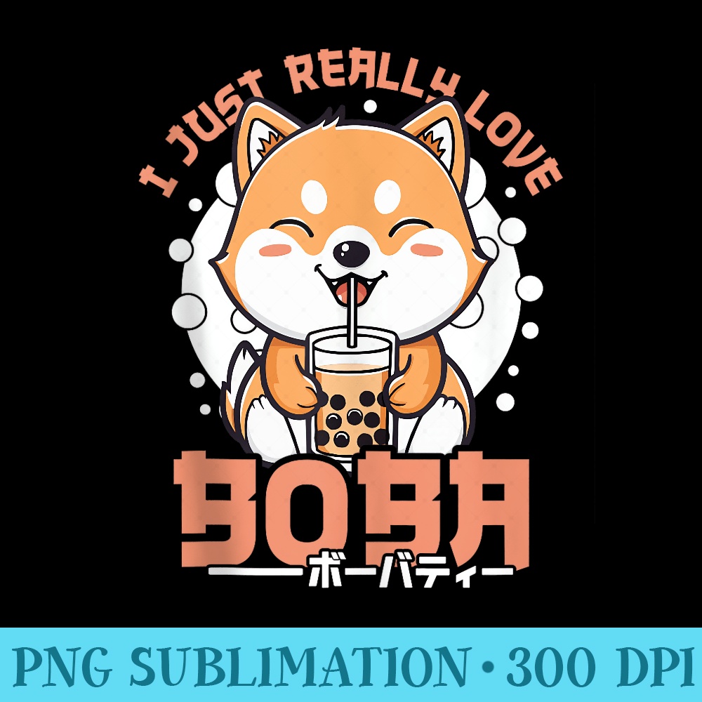 Dog Boba Tea Kawaii Bubble Tea Akita Dog Anime Neko Shiba - | Inspire ...
