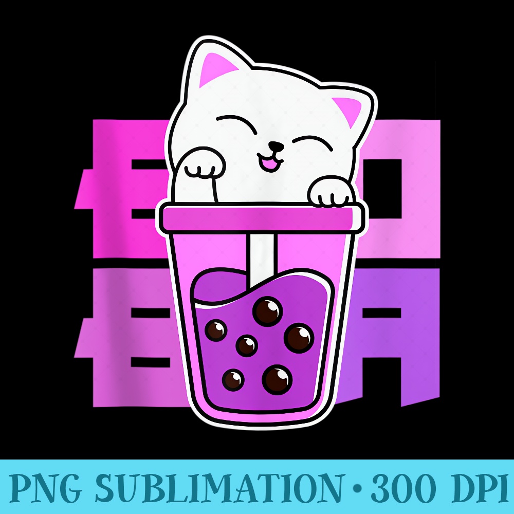 Cat Boba Anime Bubble Tea Neko Girls Kawaii Funny - Ready To | Inspire ...