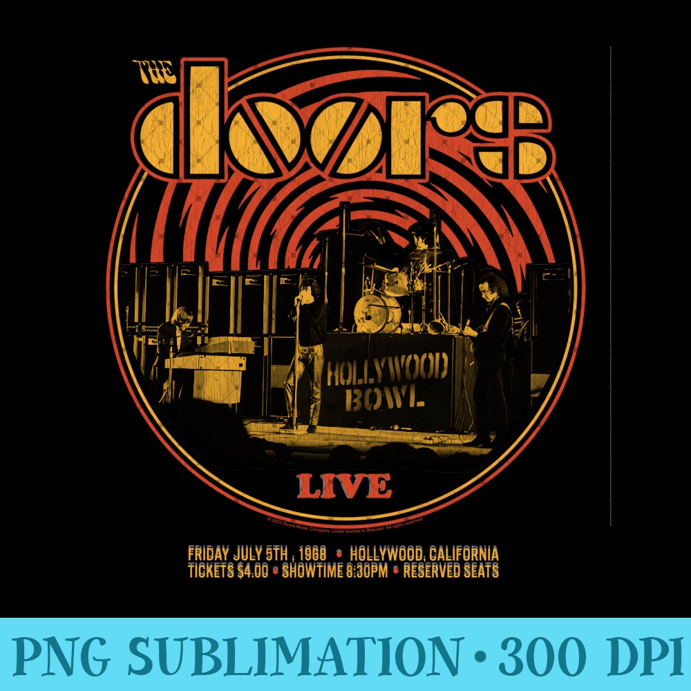 The Doors Live '68 Retro Circle Logo Men's T-Shirt (100% Cotton, Officially Licensed)
