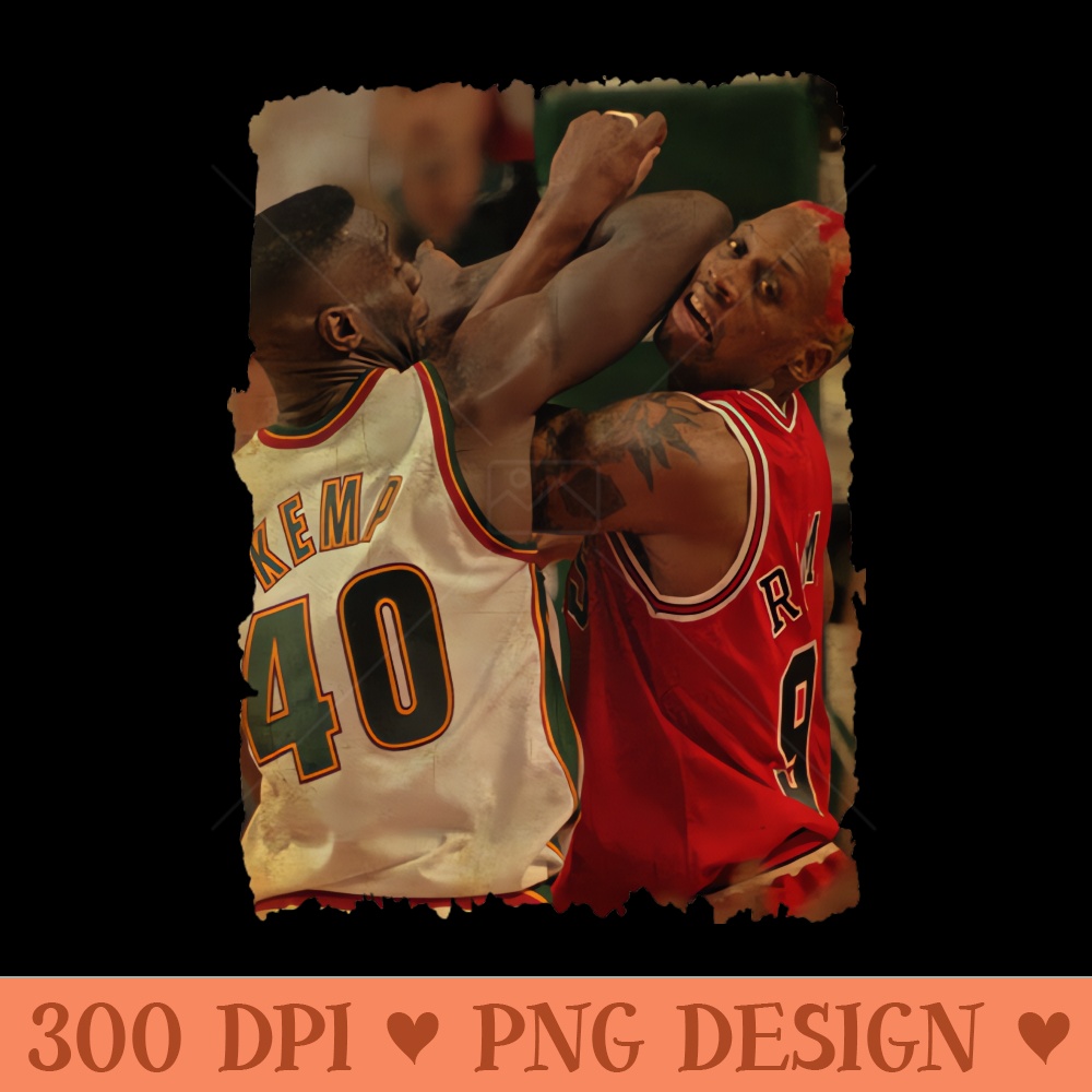 Shawn Kemp vs Dennis Rodman Vintage PNG Clipart for Graphi Inspire