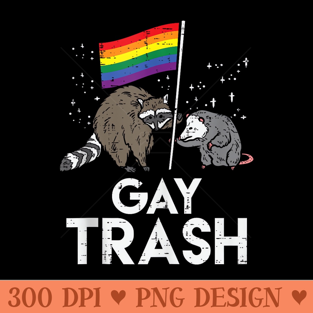 Gay Trash Raccoon Opossum LGBTQ Pride Flag Men - Clipart PNG | Inspire ...