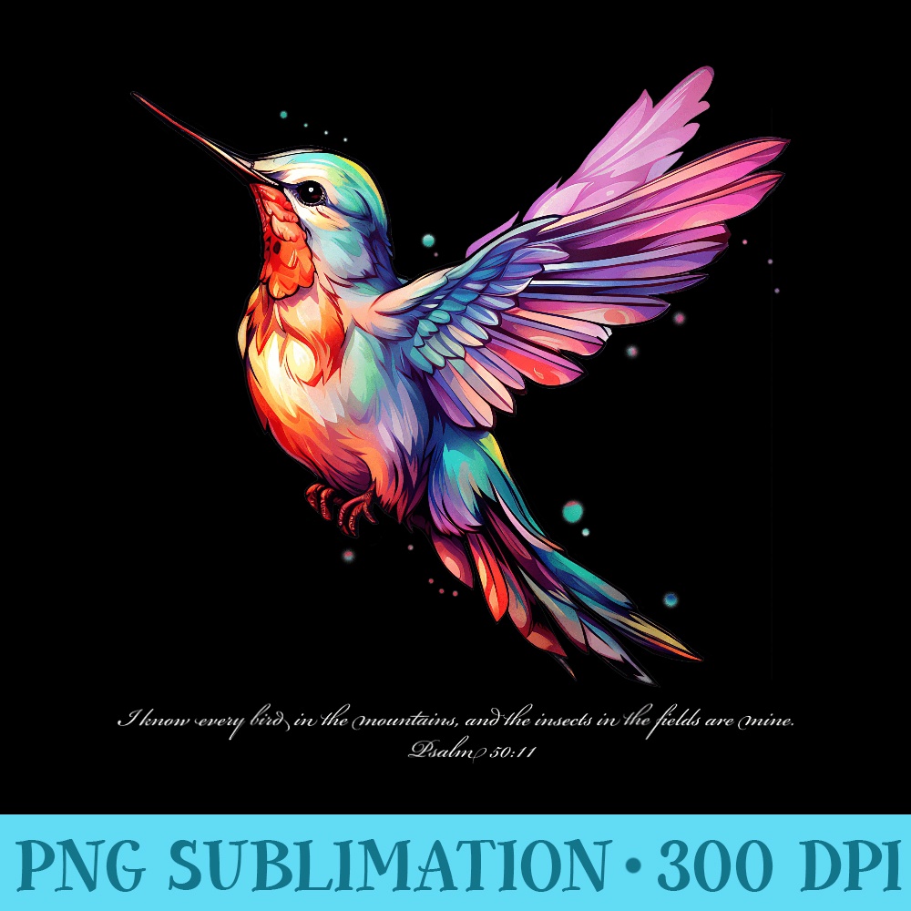 Hummingbird Bible Scripture Watercolor Art Psalm - PNG Subli | Inspire ...