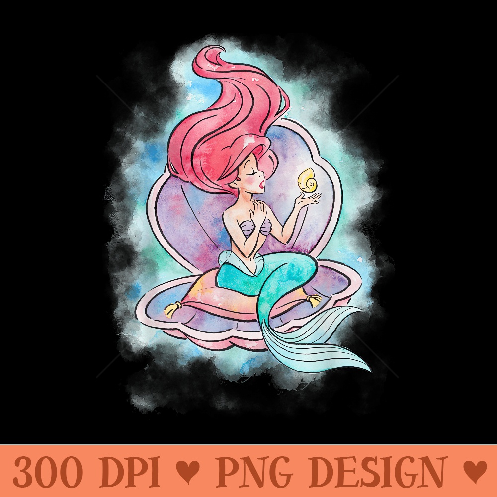 Disney The Little Mermaid Ariel In Shell Watercolor Pose - H | Inspire ...
