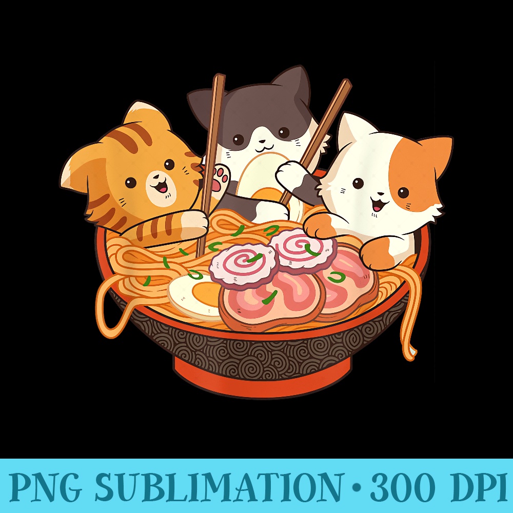 Kawaii Cute Anime Cats Otaku Japanese Ramen Noodles - PNG Do | Inspire ...