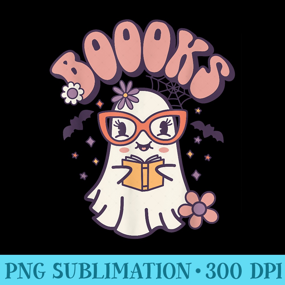Cute Ghost Book Reading Halloween Teacher - PNG File Downloa | Inspire ...