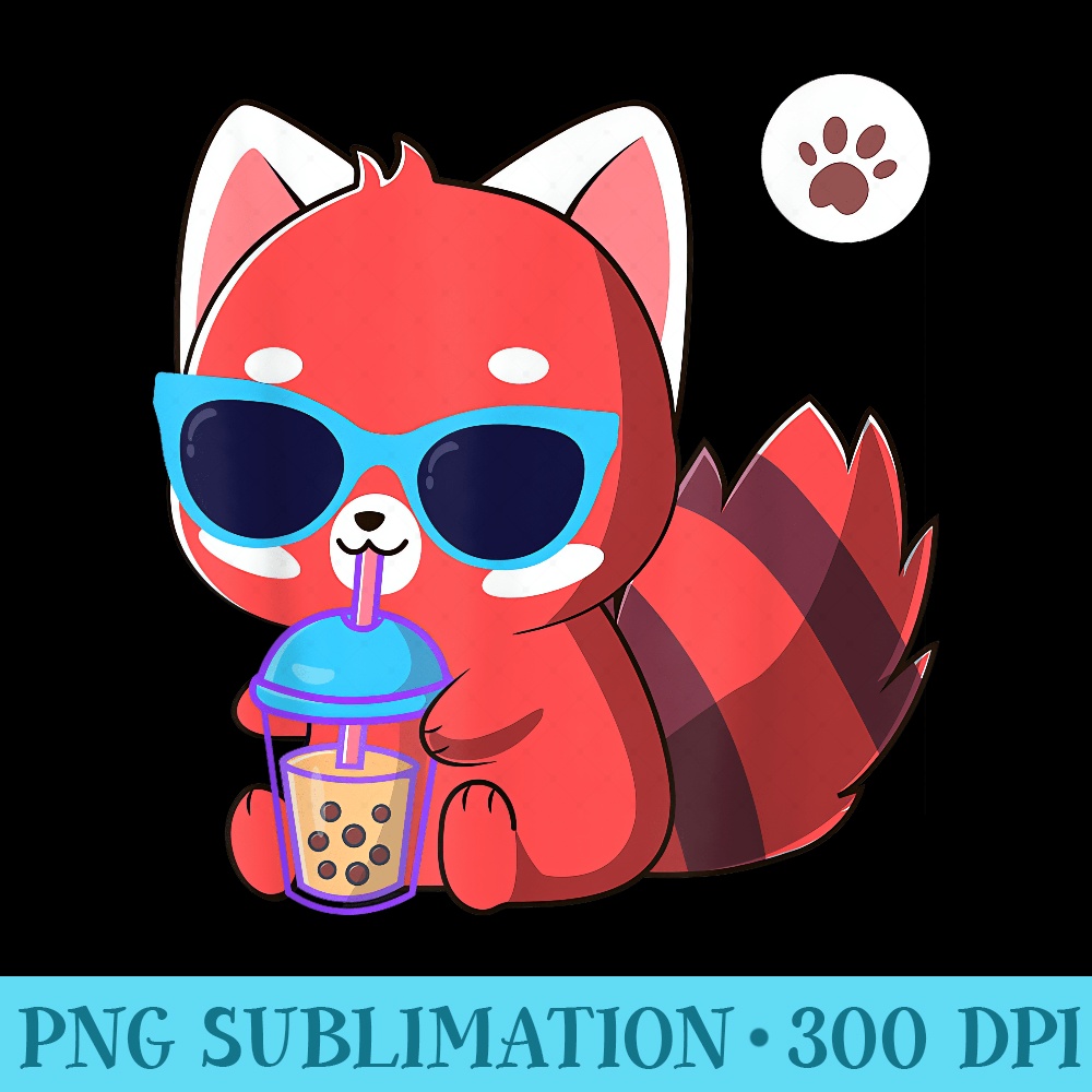 Kawaii Anime Red Panda Drinking Boba Bubble Tea - Shirt Vect | Inspire ...