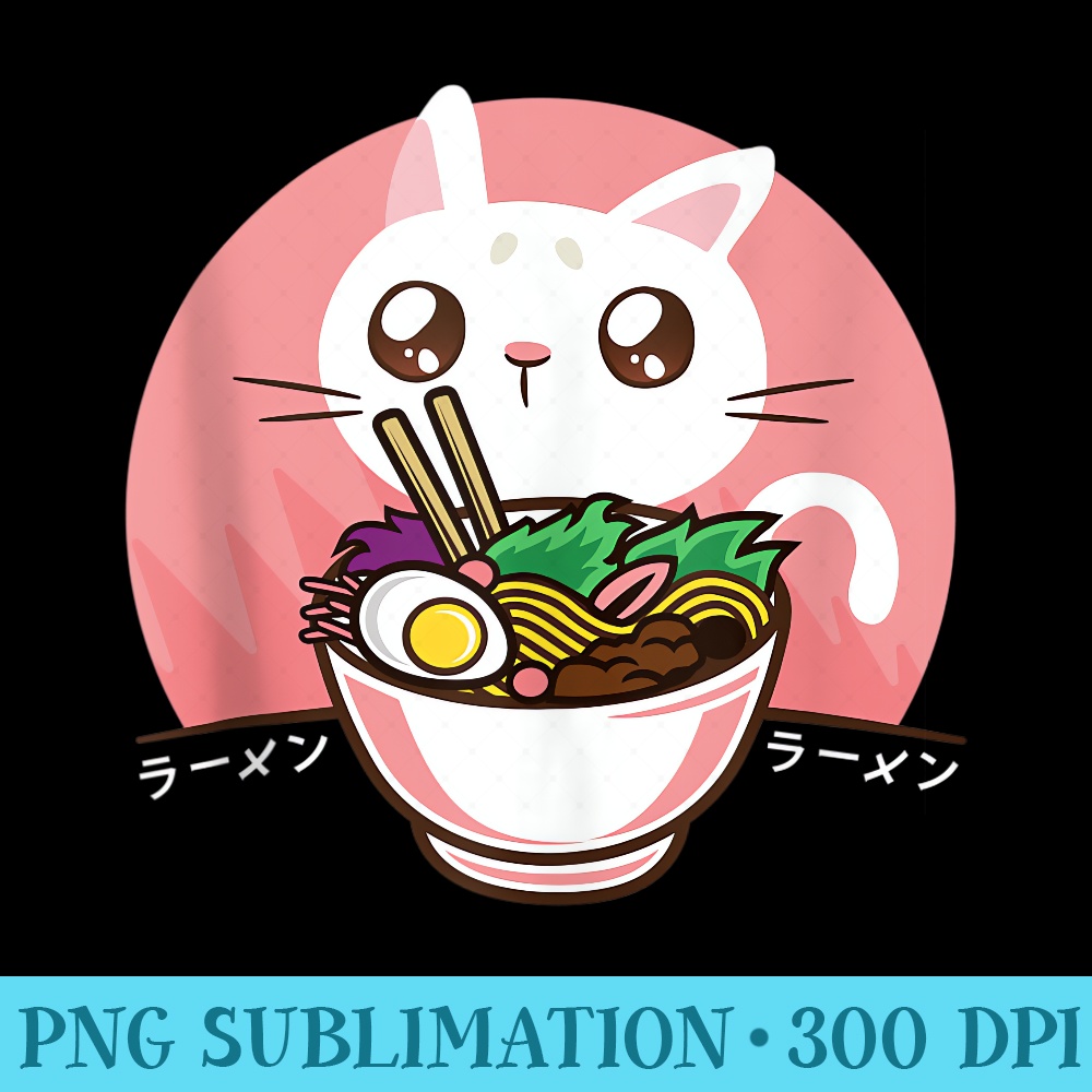 Kawaii Japanese Ramen Noodles Anime Cat Lover - PNG Download | Inspire ...
