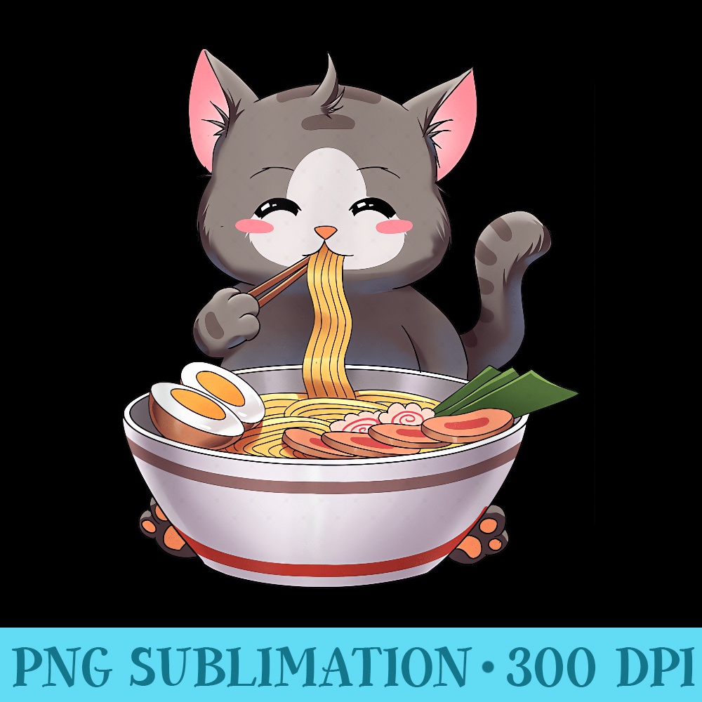 Ramen Cat Japanese Kawaii Anime - PNG Download Transparent B | Inspire ...