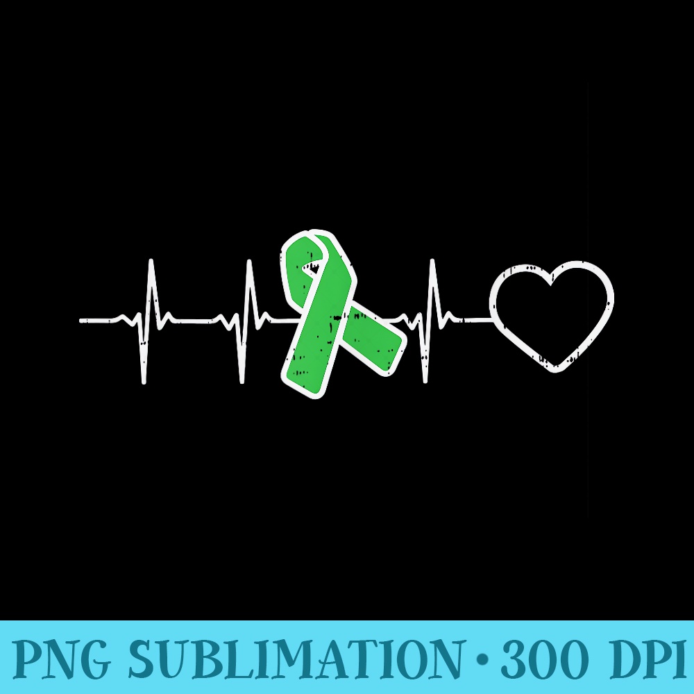 Mental Health Heartbeat Green Ribbon Awareness Men - High Re | Inspire ...