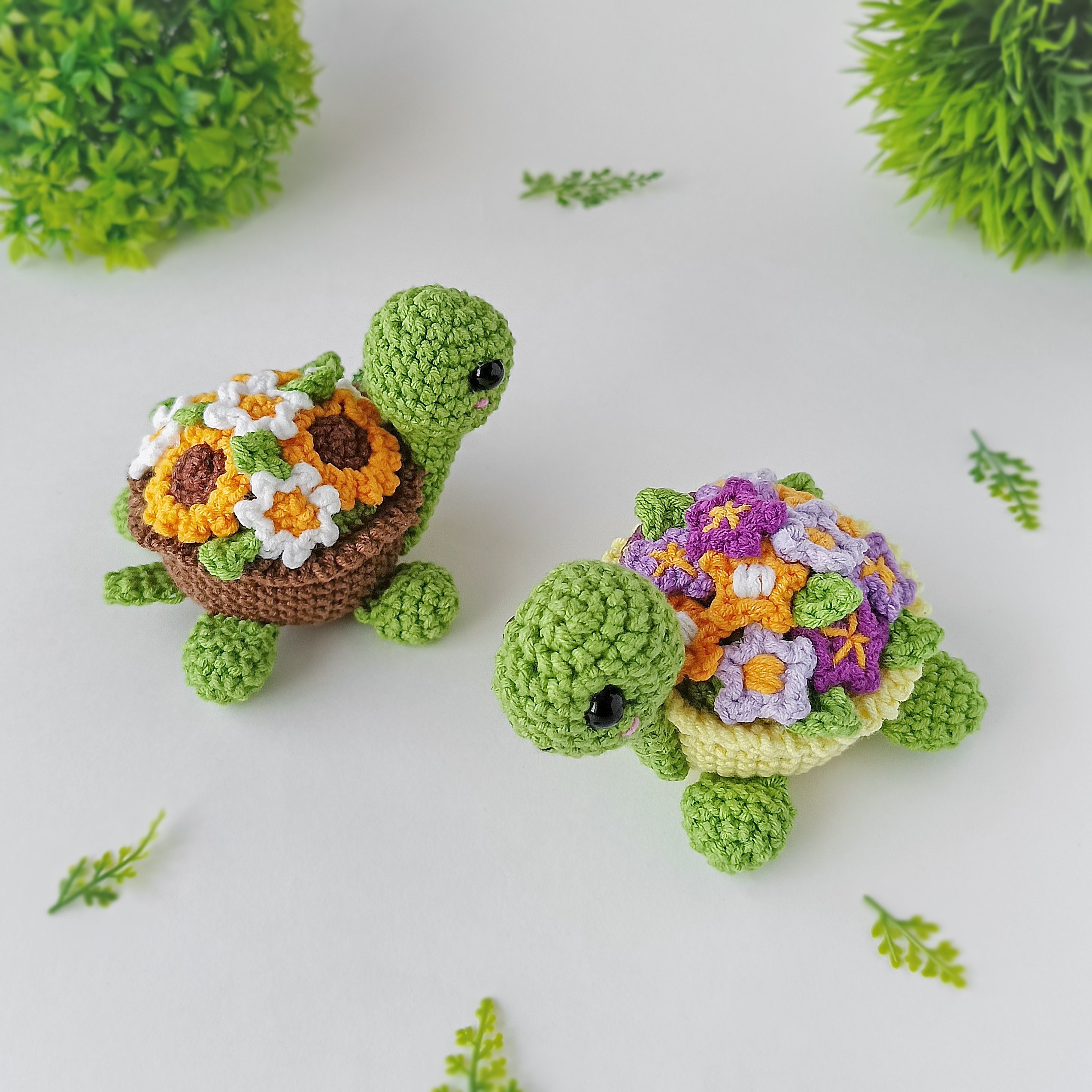 Turtle with Flowers Crochet, Crochet Sunflower Turtle, Flowe | Inspire ...