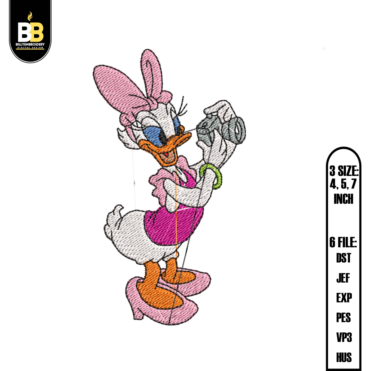 Daisy Duck Disney Embroidery Design, Embroidery Design,Digit | Inspire ...