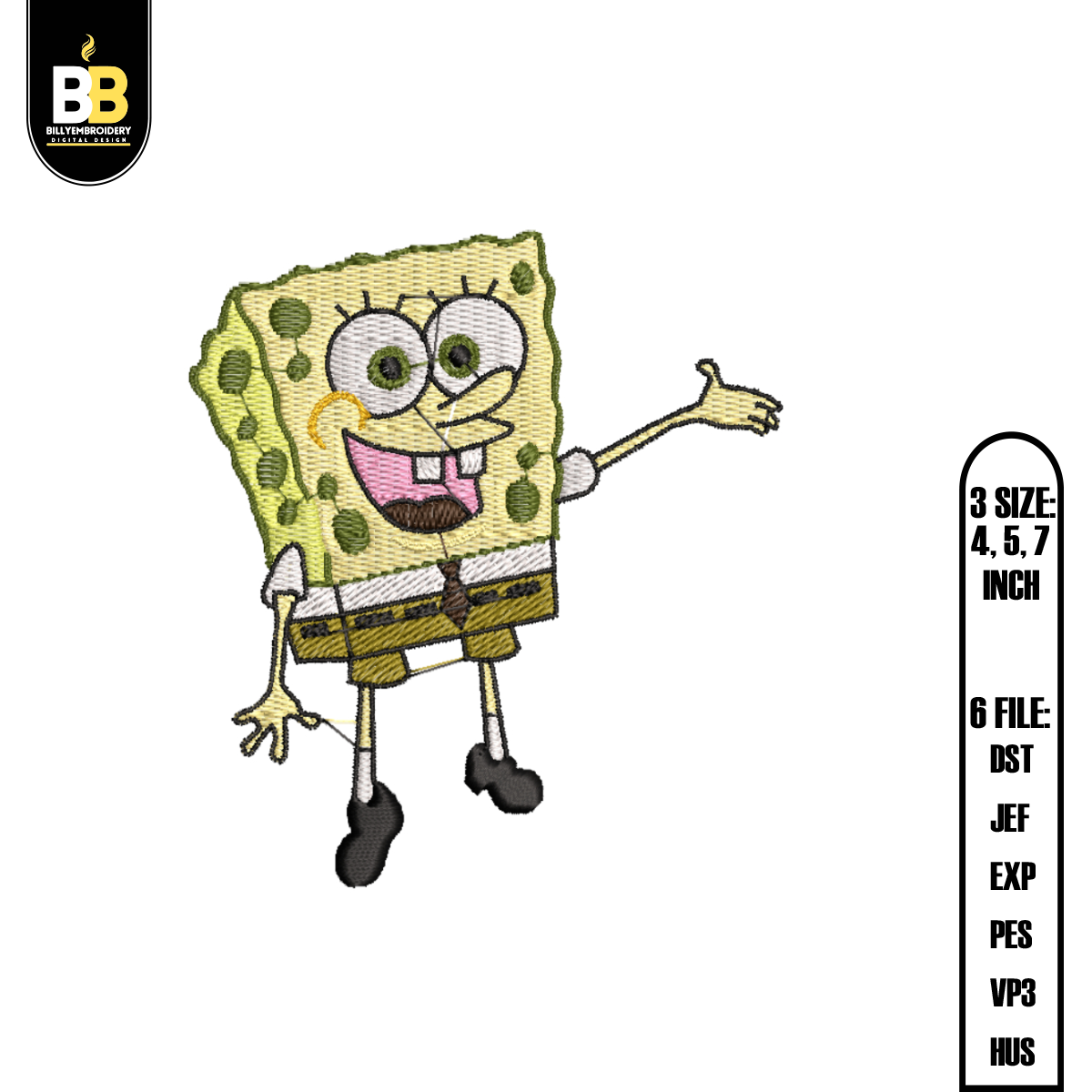 Introducing SpongeBob SquarePants Embroidery ,Digital Embroi - Inspire Uplift
