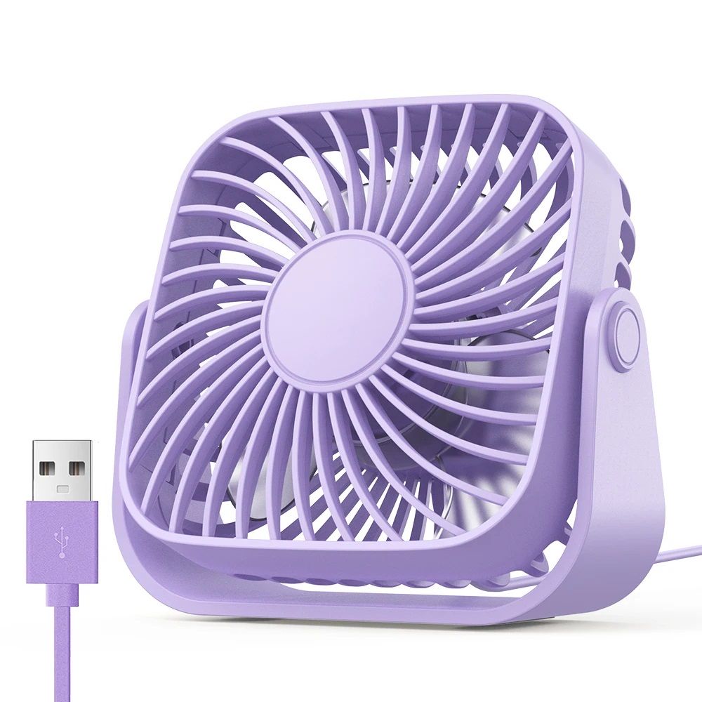 4-Inch USB Mini Portable Fan for Camping – 3-Speed Quiet Desk Fan with 360°Adjustment for Home, Office & Travel