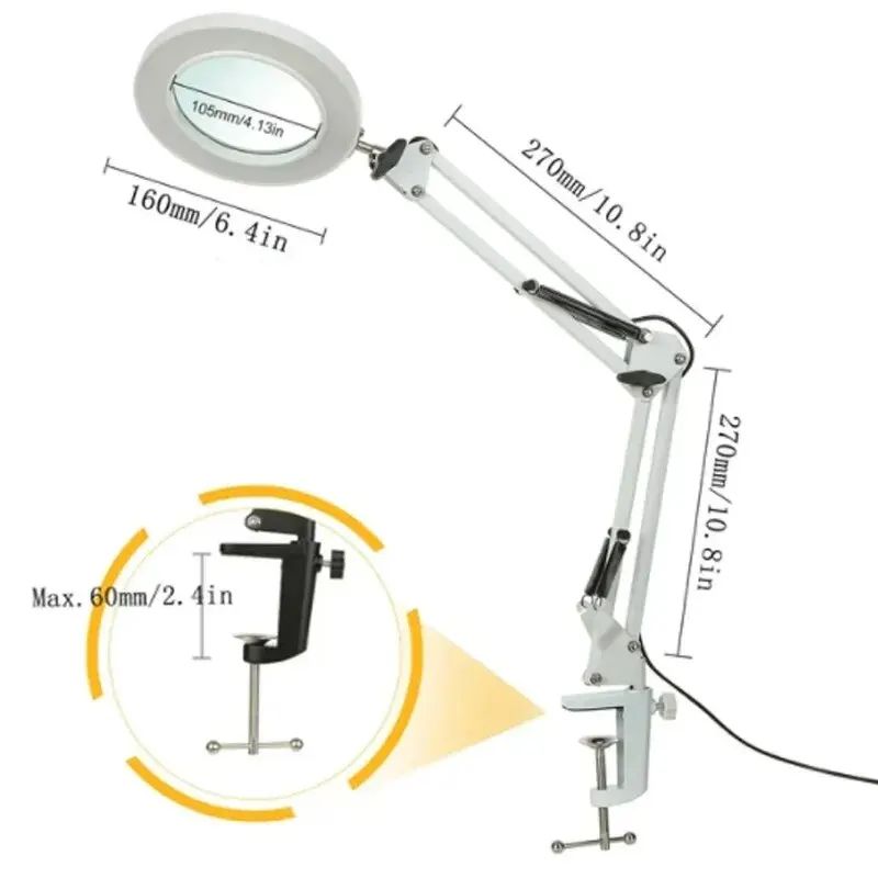 Magnifying Glass with Light, USB Powered 3-Color LED Magnifier for Soldering Iron Repair, Skincare, Crafts & Table Lamp