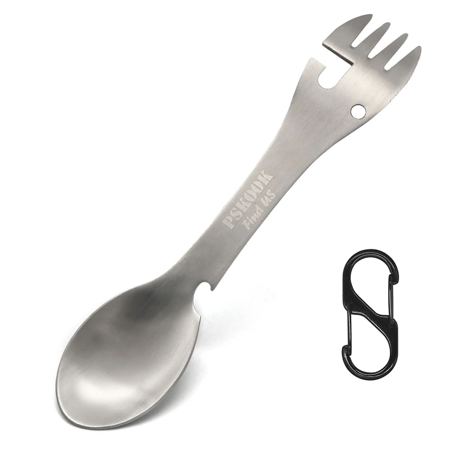 Stainless Steel Tactical Spork with Spoon Fork Knife Bottle & Can Opener, Outdoor Camping Hiking Survival Travel