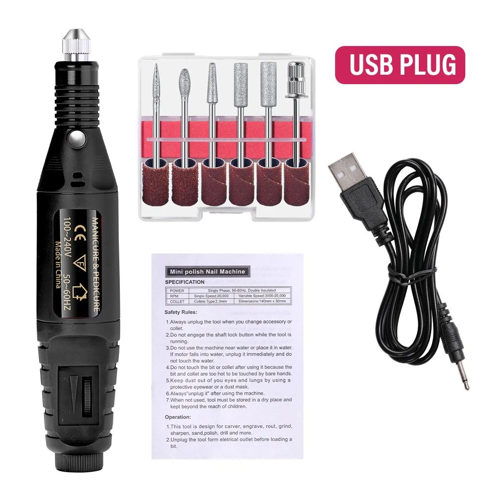 Strong Function Nail Drill Machine Set Electric Nail Sander Gel Polish Remover Tool for Manicure Pedicure Acrylic Nail