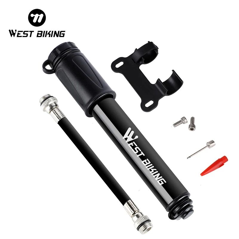 WEST BIKING 100Psi Mini Bike Pump - Lightweight Aluminum Alloy Bicycle Hand Pump for Schrader & Presta Valve