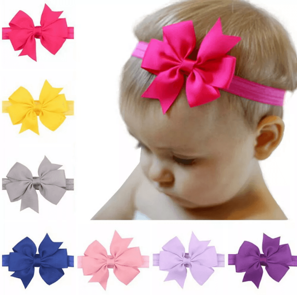 Newborn Baby Girl Headbands, Soft Elastic Nylon Infant Toddler Bow Hair Band Set
