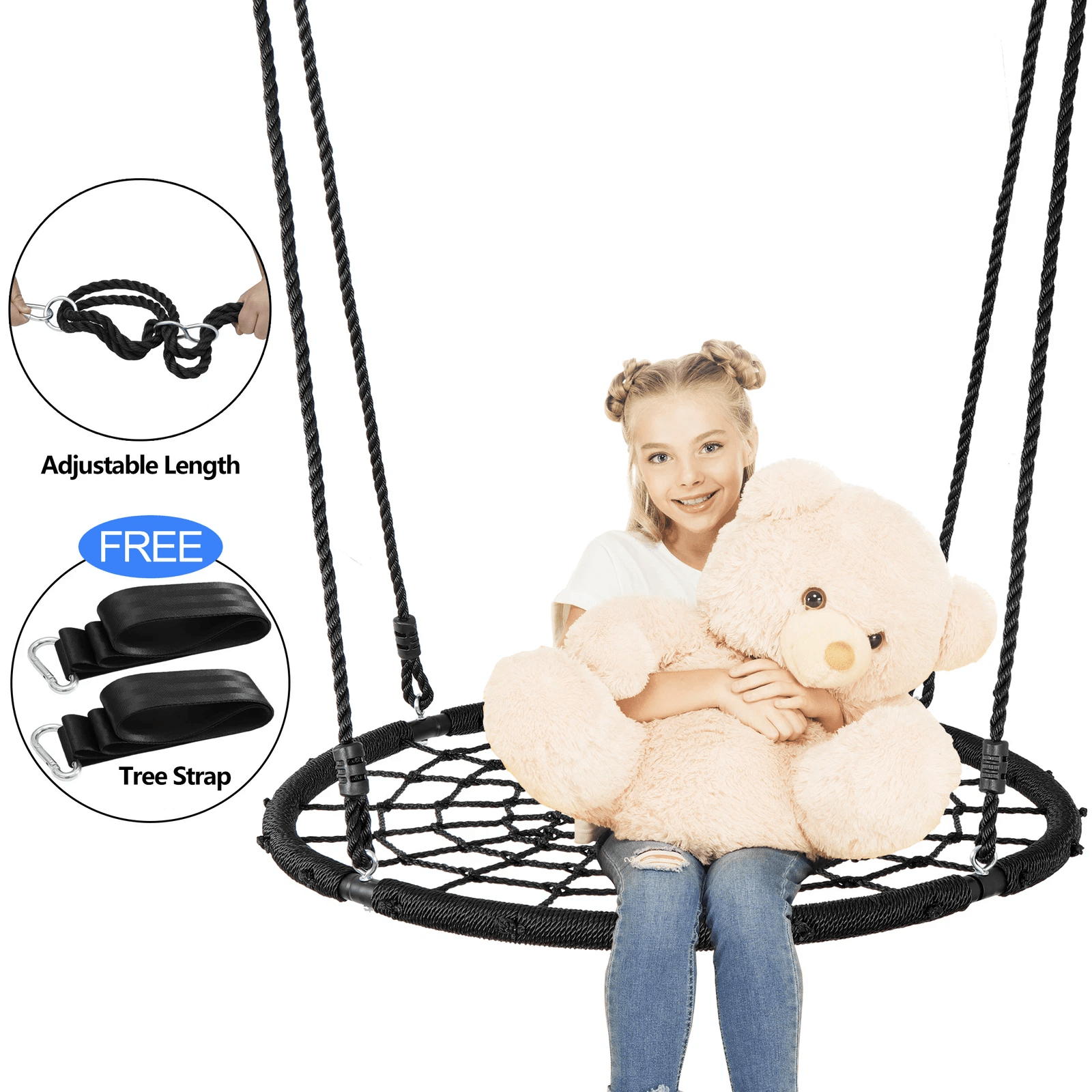 Spider Web Tree Net Swing, Heavy Duty, Safe Nylon Rope, EZ Setup