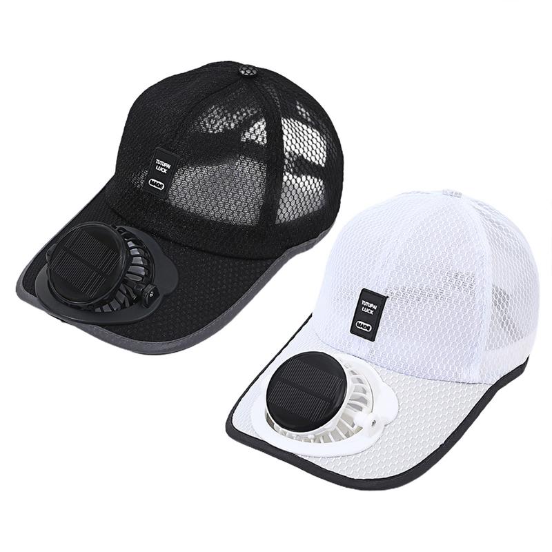 Solar Fan Cap with breathable mesh and built-in cooling fan