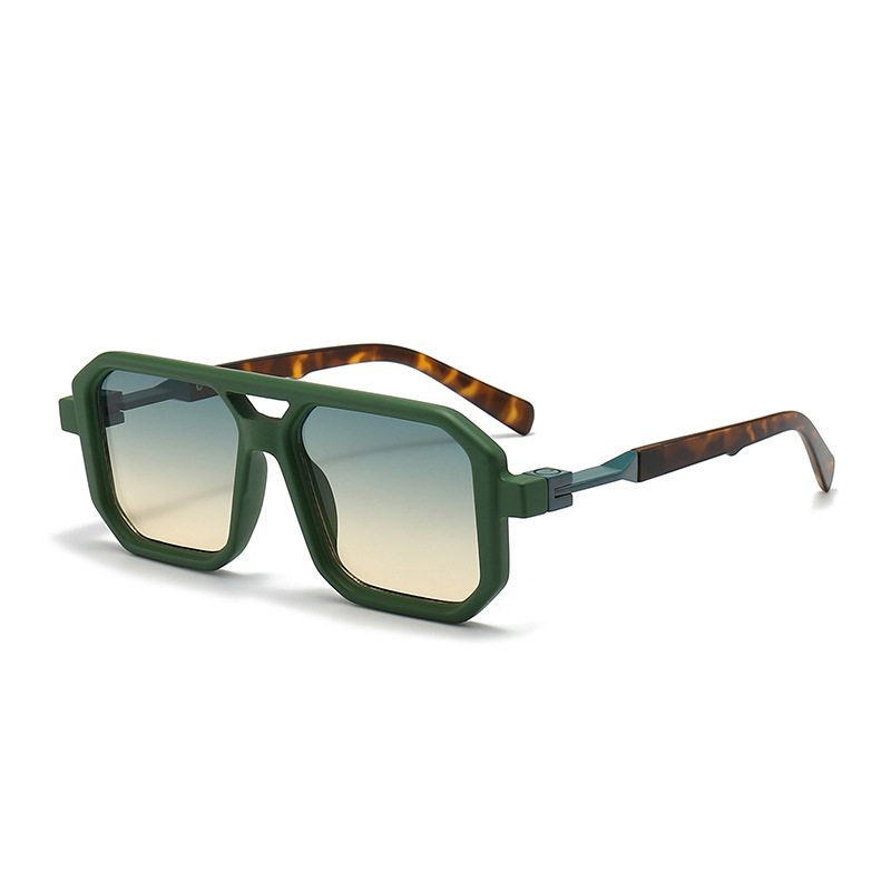 Retro Square Frame Sunglasses, Unisex European & American Double Beam Design, Trendy Decorative Wear