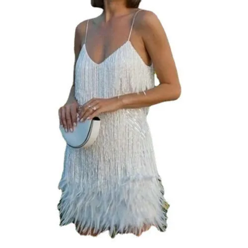 mesh patchwork feather design dress Casual Dresses Women Sequin Mesh Patchwork Mini... From Redbud06, $19.31 In  Bulk