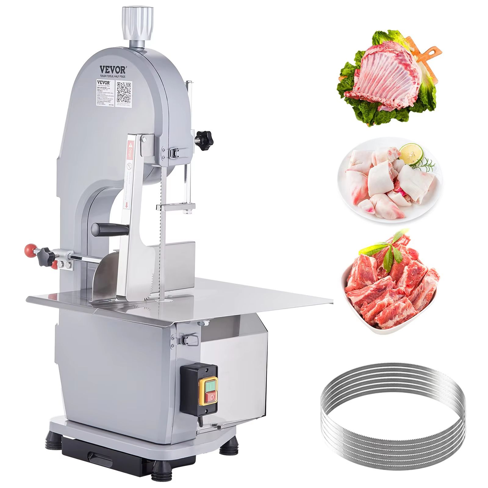 Electric Meat Bone Saw, Commercial Stainless Steel Blade Bandsaw Machine for Butcher Shops & Restaurants