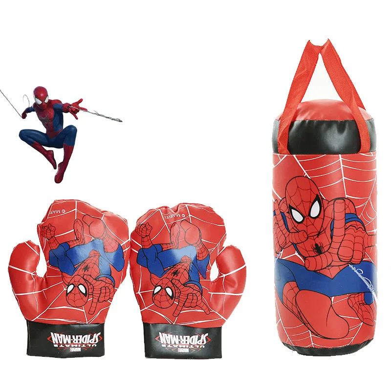 Spiderman Figure Toy Gloves Set Sandbag Suit Boxing Spider Man Outdoor Sports Kids Toys for Kids Gifts