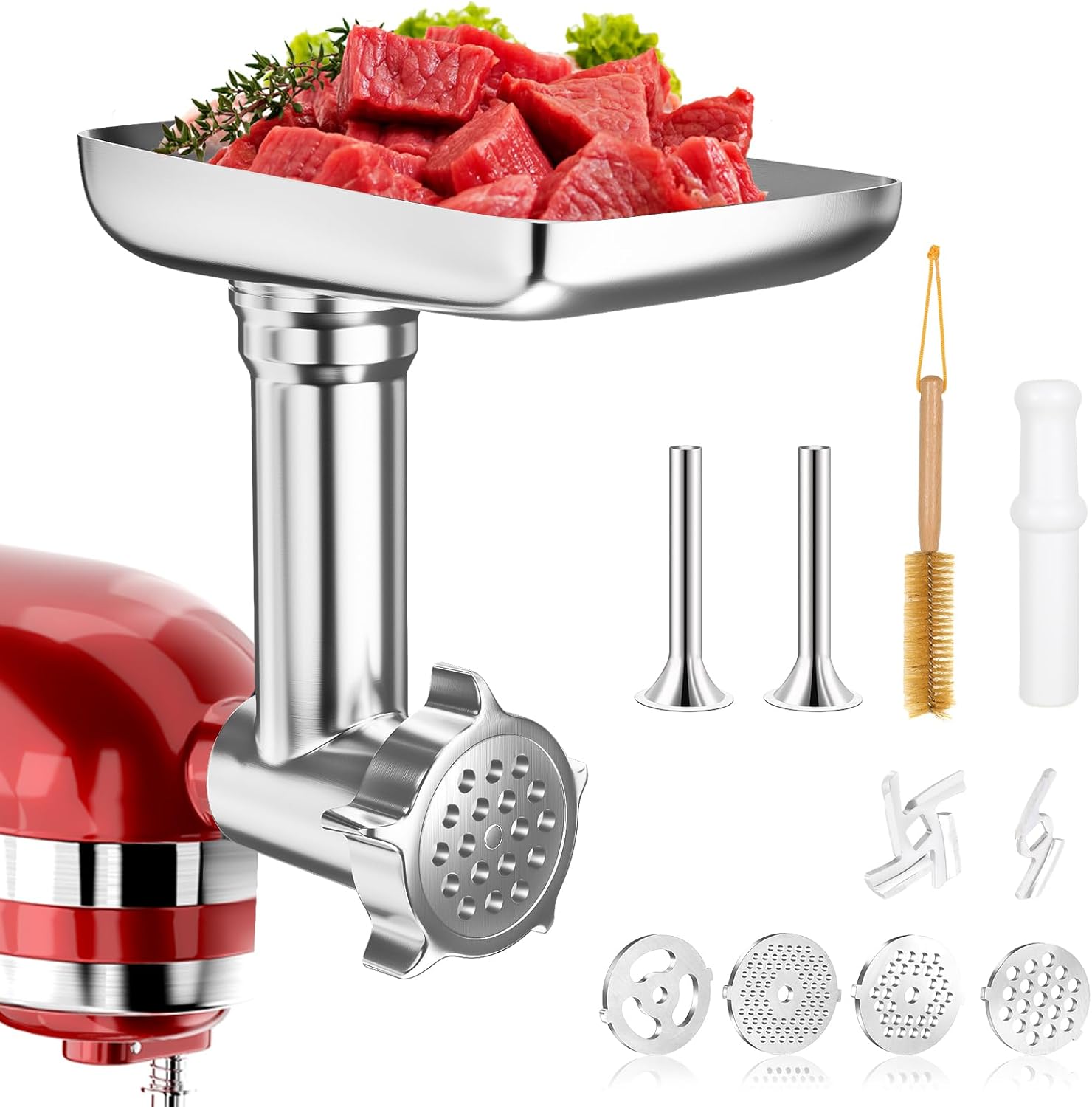 Metal Food Grinder Attachments for KitchenAid & Cuisinart Stand Mixers, Perfect for Sausage & Meat Grinding