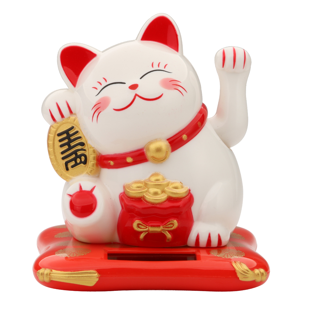 Cute Solar Powered Cat Statue, Windshield Decor for Home/Office
