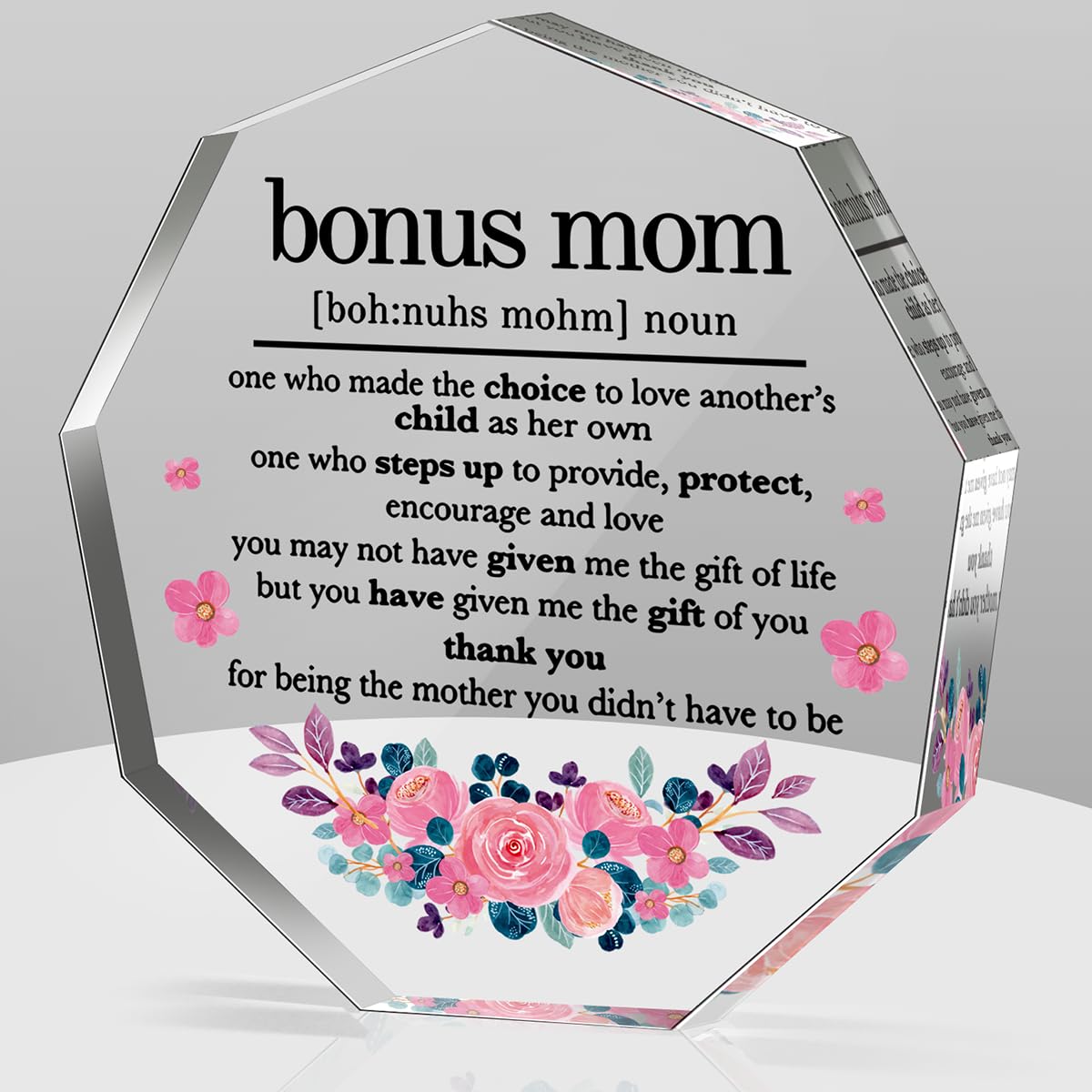 Acrylic Decorative Signs for Bonus Mom Gifts, Mother's Day Plaques, Birthday and Christmas Gifts