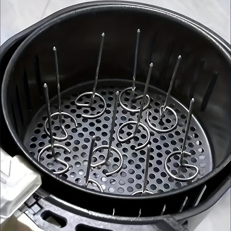 Premium Air Fryer Grill Set with Stainless Steel Skewers & Universal Vertical Rack